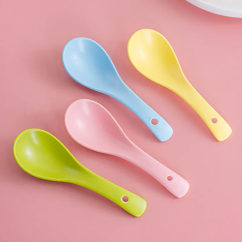 Ceramic Nordic Matte Soup Spoon Colorful Macaron Porcelain Dessert Spoon With Hanging Hole Tableware Dinnerware Kitchen Utensil Home Accessories