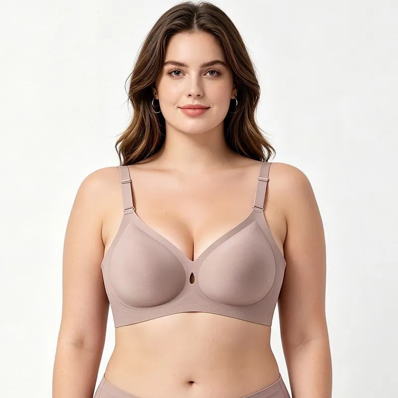 Seamless Jelly Soft Support Bra Wireless For Women Adjustable Detachable Straps Comfortable Invisible Large Cup Lingerie