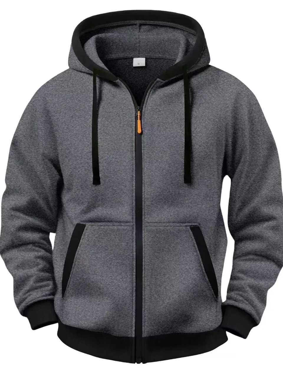 Sweat à Capuche Entièrement Zippé pour Homme Décontracté Large en Polaire avec Poches Bordure Contrastée Vêtements d'Extérieur à Manches Longues pour Jeunes Adultes