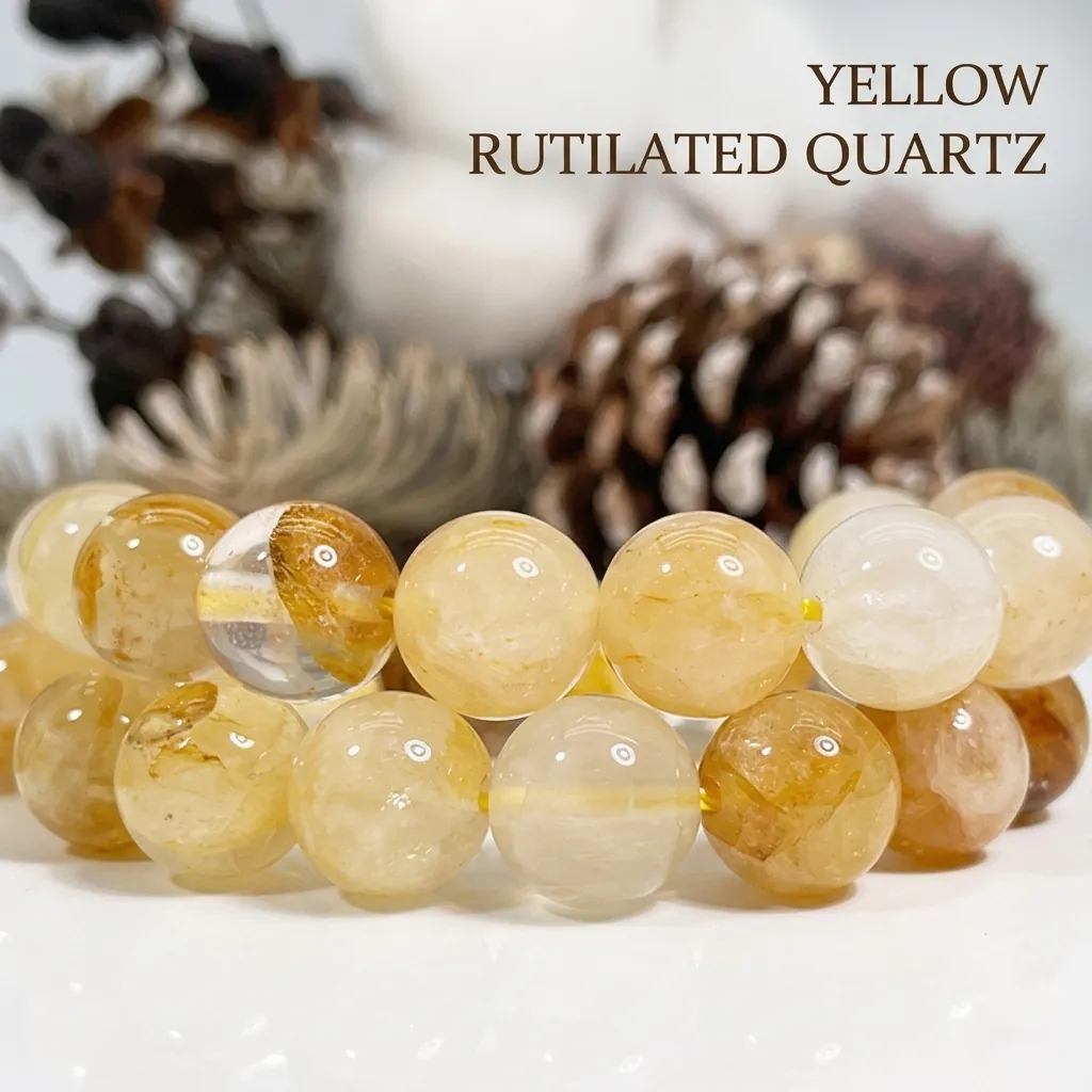 Natural Tangerine Quartz Crystal Round Loose Beads For DIY Jewelry Making Polished Yellow Hematoid Quartz Gemstones