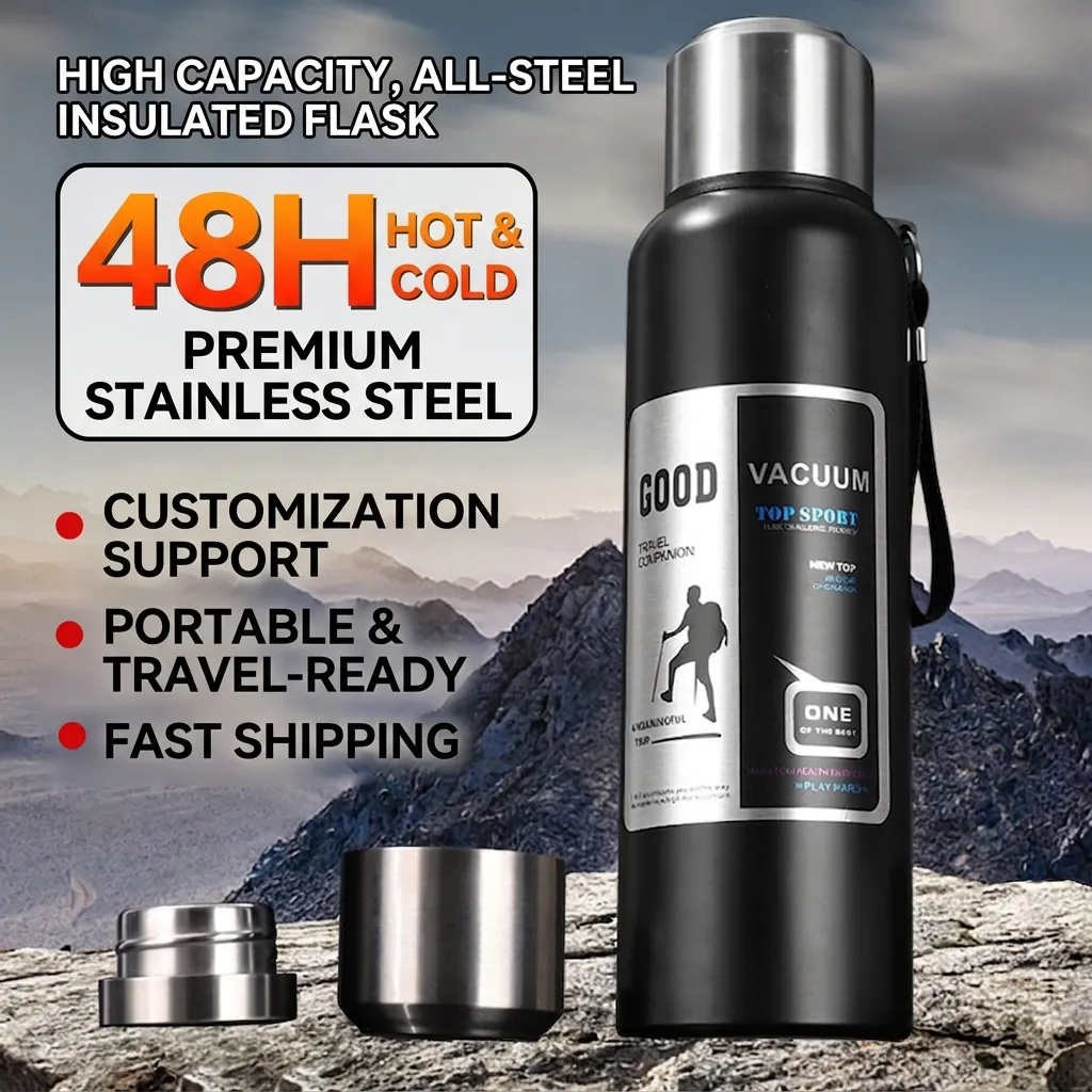 316 Stainless Steel Vacuum Insulated Flask Large Capacity Portable Water Bottle With Tea Infuser For Outdoor Travel Hiking