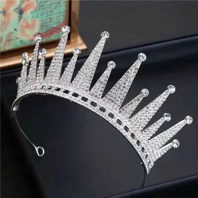Lujosa Corona Tiara de Aleación con Diamantes de Imitación de Cristal Diseño Radial en Punta Diadema para Boda Cumpleaños Fiesta Joyería de Mujer