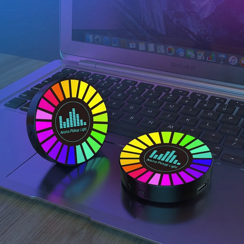 RGB Rhythm Pickup Light Sound Activated Music Sync LED Atmosphere Lamp For Desktop Car Decor Plastic Voice Control
