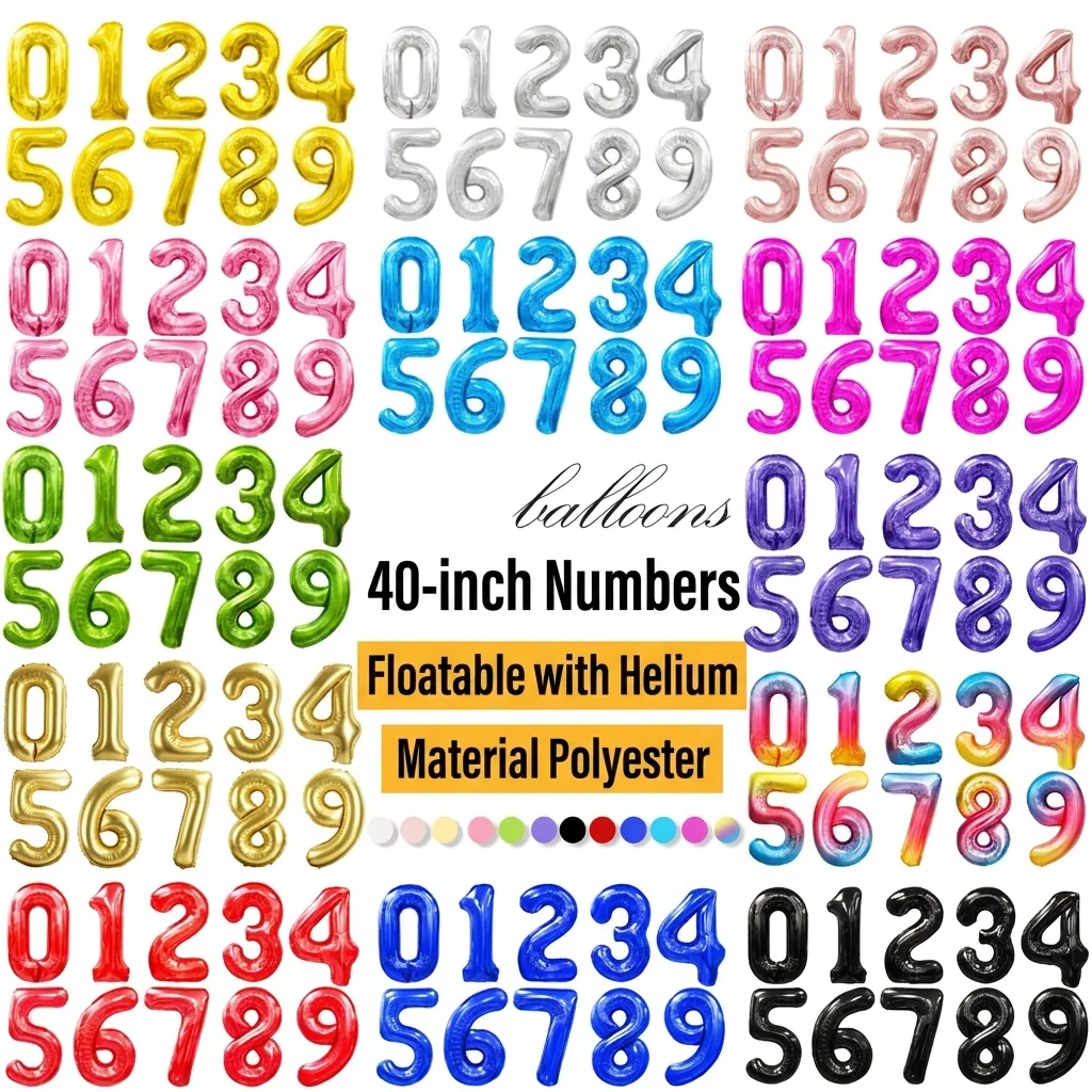 Large Aluminum Foil Number Balloon For Birthday Party Anniversary Celebration Wedding Decoration Metallic Finish Balloons