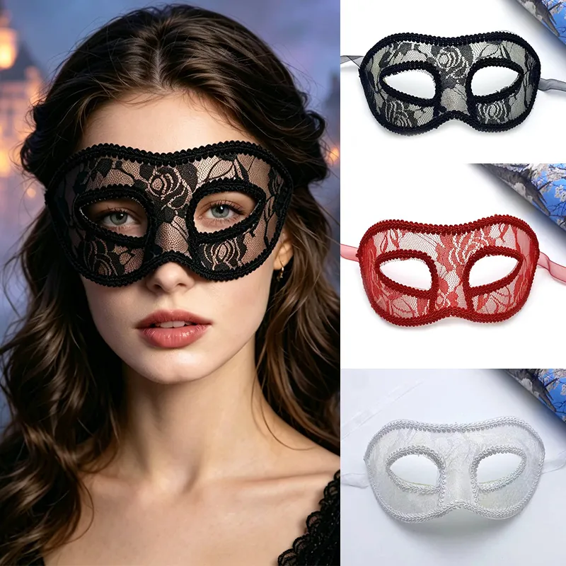 Masquerade Lace Mask Eye Mask Plastic Base Hollow Out Flower Pattern Halloween Party Costume Accessory For Women Elegant