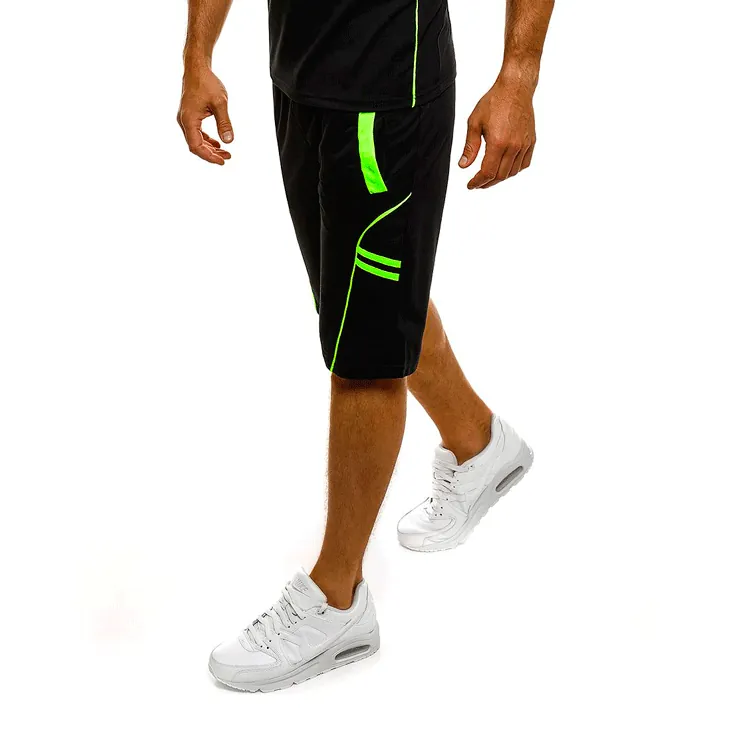 Herren Sportshorts Atmungsaktiv Schnelltrocknend Training Laufen Fitnessstudio Basketball Lässige Shorts Mit Taschen Kontrast-Seitenstreifen