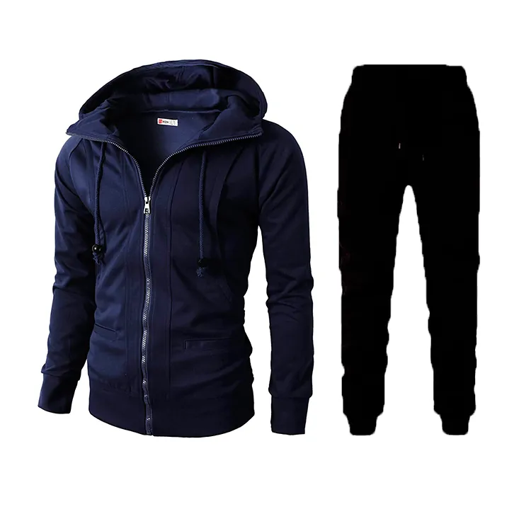 Men's Casual Slim Fit Hoodie And Sweatpants Top And Pants Sport Suit Long Sleeve Zipper Hooded Sweatshirt Cotton Blend Outfit