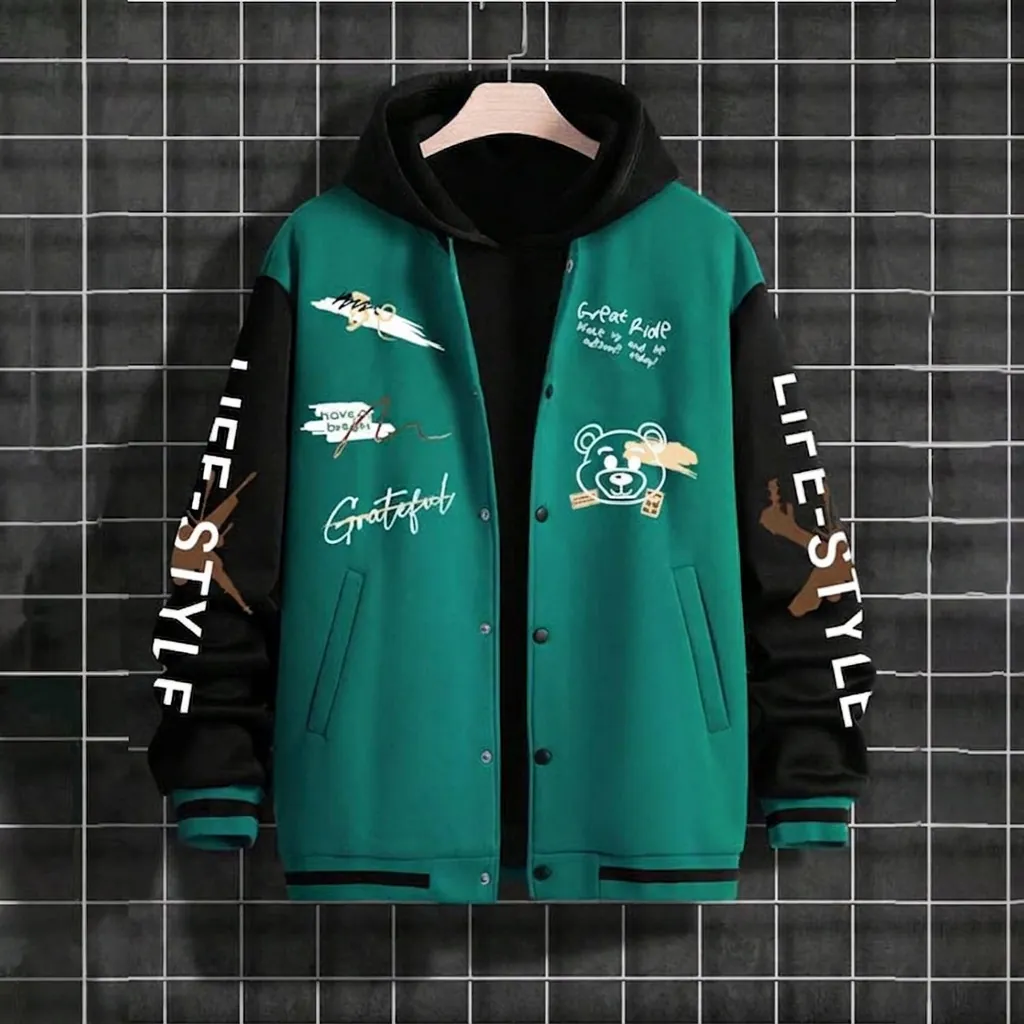 Herren American Vintage Collegejacke Mit Kapuze Patchwork Chicago 23 Druck Casual Streetwear Baumwollmischung Jacke