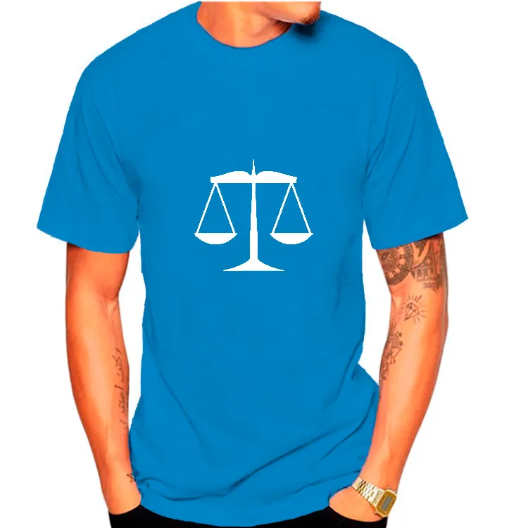 Men Short Sleeve T-Shirt Scales Of Justice Justice Print Round Neck Casual Cotton Blend Top For Legal Professional