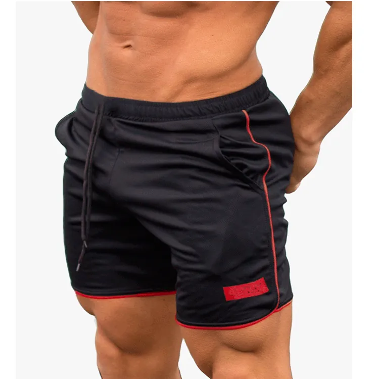 Short de Sport pour Hommes Mesh Respirant Séchage Rapide Gym Fitness Course Avec Cordon de Serrage Passepoil Contrasté Poches