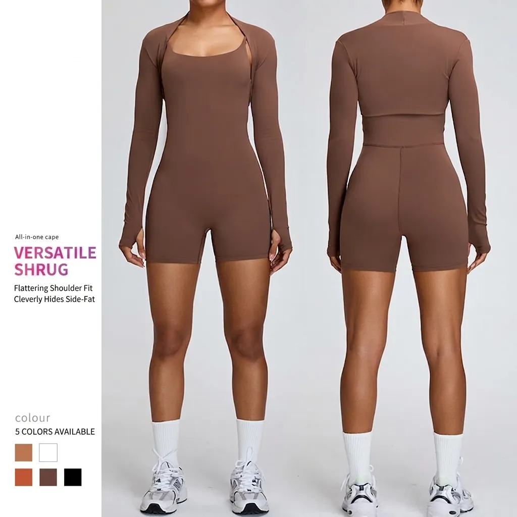 Women Naked Feeling Cropped Sport Shrug Long Sleeve Gym Bolero With Thumbholes Slim Fit Nylon Spandex Fitness Jacket Outerwear