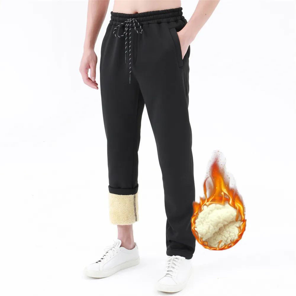 Pantaloni Sportivi da Uomo in Pile Spessi Caldi Invernali in Misto Cotone Con Coulisse Vita Elastica e Tasche Pantaloni Termici
