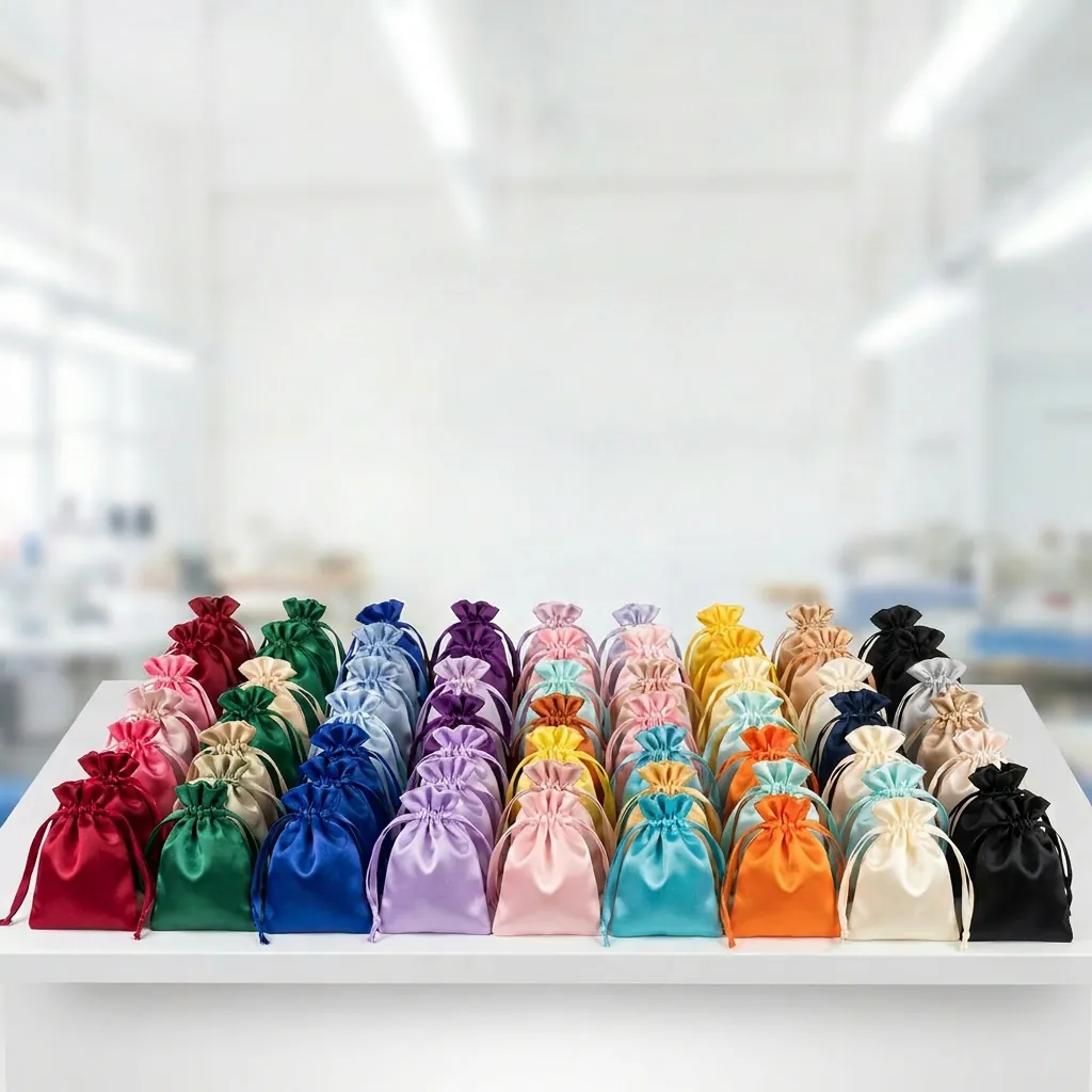 Satin Drawstring Bags Imitation Satin Jewelry Storage Pouches Glossy Dustproof Gift Packaging Travel Organizer