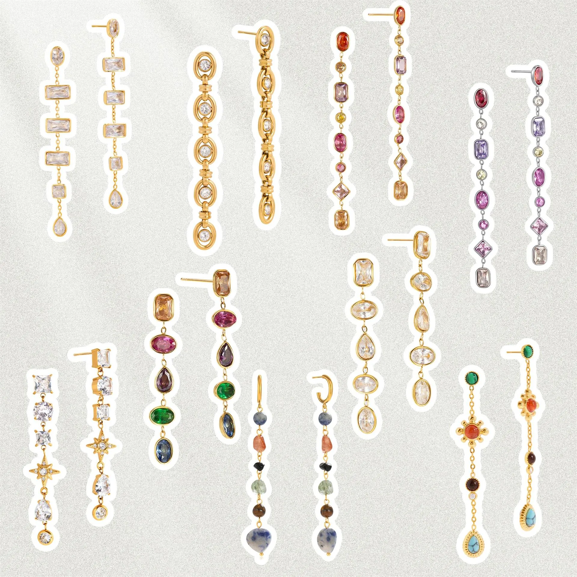 Stainless Steel Zirconia Tassel Drop Earrings For Women Luxury Gold Plated Geometric Fringe Long Dangle Earrings Jewelry