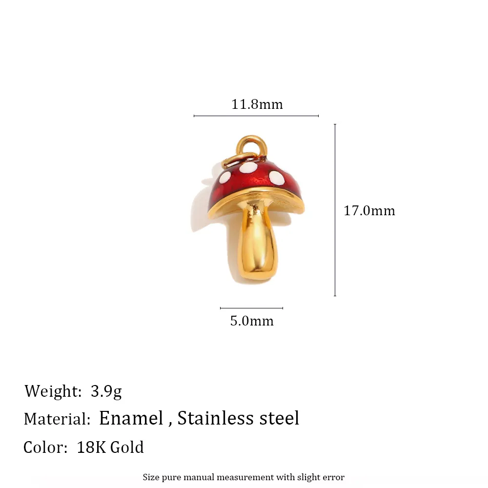 Food Pendants Stainless Steel 18K Gold Plated Enamel Cute Croissant Donut Mushroom For DIY Jewelry Making Necklaces Fashion
