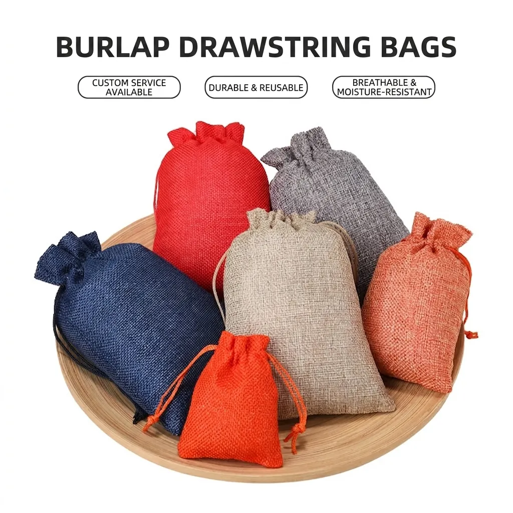 Linen Drawstring Bag Burlap Storage Pouch For Jewelry Small Gift Packaging Tea Scented Sachet Reusable Organizer Sack