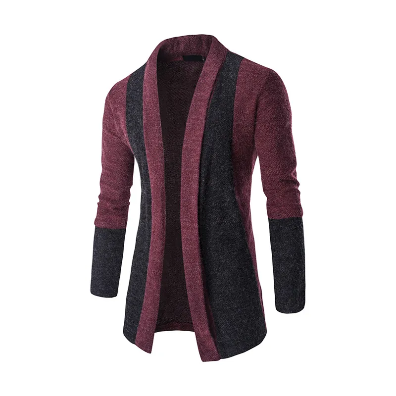 Herren Casual Patchwork Strickjacke Slim Fit Langarm Offene Front Schalkragen Strickpullover Mantel Oberbekleidung Für Den Alltag
