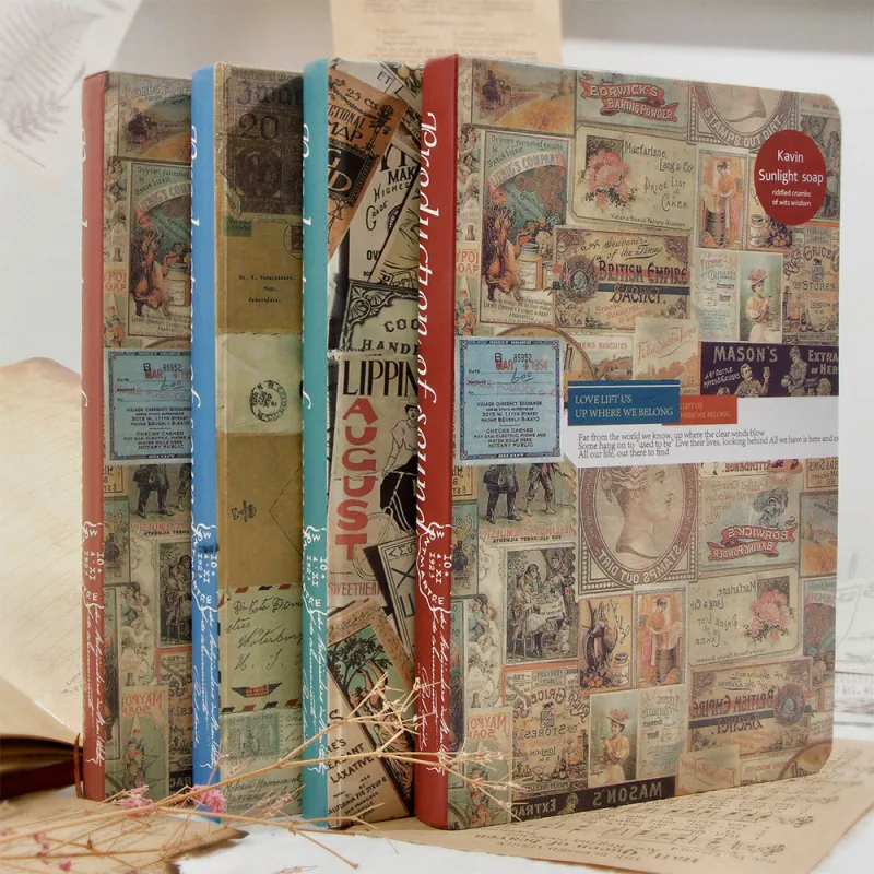 Taccuino A5 Vintage Copertina Rigida Stile Collage Carta Kraft Diario Spesso Con Segnalibro Per Ufficio Scuola