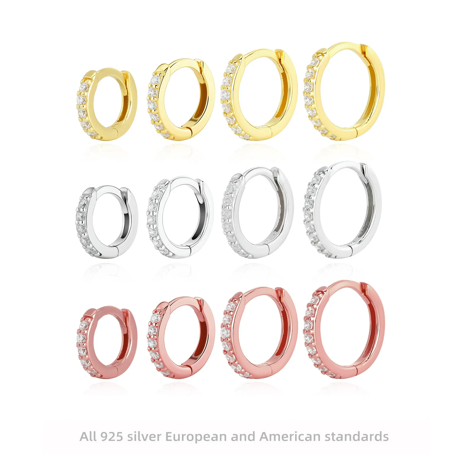 Classic Huggie Hoop Earrings 925 Sterling Silver With 5A Cubic Zirconia Minimalist Chic Jewelry For Women