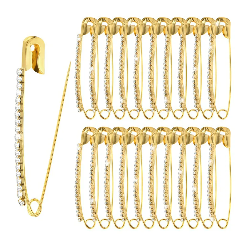 Broche Épingle de Sûreté en Cuivre Électroplaqué avec Zirconia Incrusté pour Femmes Épingle de Taille Anti-Exposition Bijoux