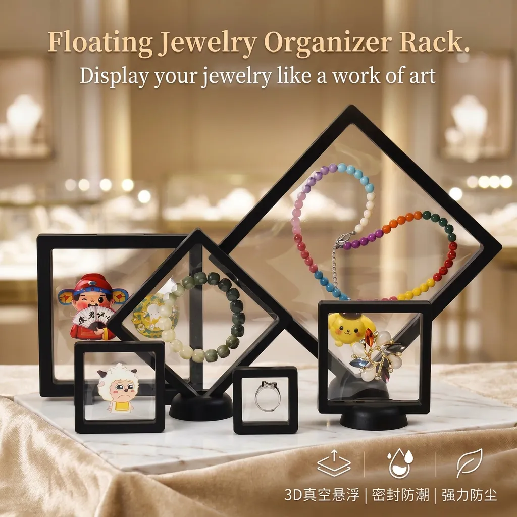 Floating Display Frame Suspended Storage Box ABS Plastic High Elastic PE Film For Jewelry Coin Medal Anti Dust