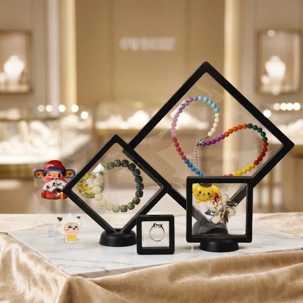 Cadre D'affichage Flottant Boîte De Rangement Film PE Élastique En Plastique ABS Pour Bijoux Pièces Médailles Antipoussière