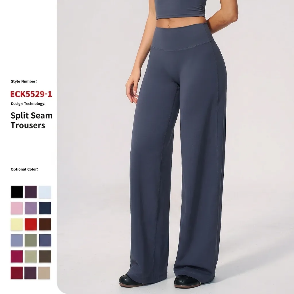 Yoga Pants High Waist Wide Leg Nylon Spandex Moisture Wicking Butt Lifting Gym Running Sports Casual Trousers For Women