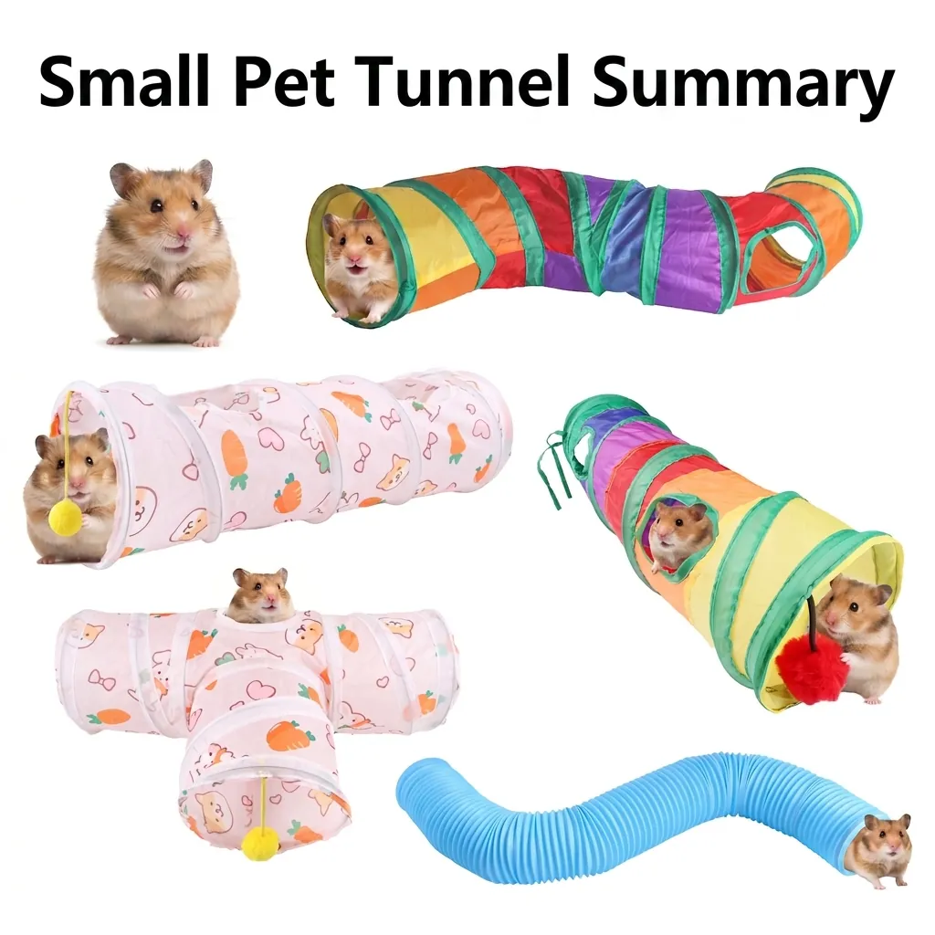 Foldable Hamster Tunnel Toy Rainbow Leopard Print Small Animal Play Tube For Guinea Pigs Squirrels Canvas Plastic