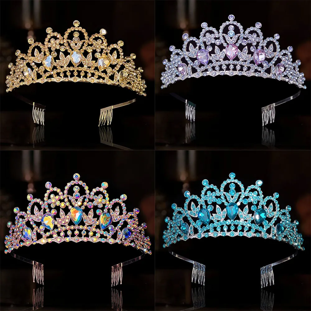 Luxurious Alloy Rhinestone Bridal Crown Tiara For Women Elegant Wedding Birthday Party Queen Crown Hair Accessories