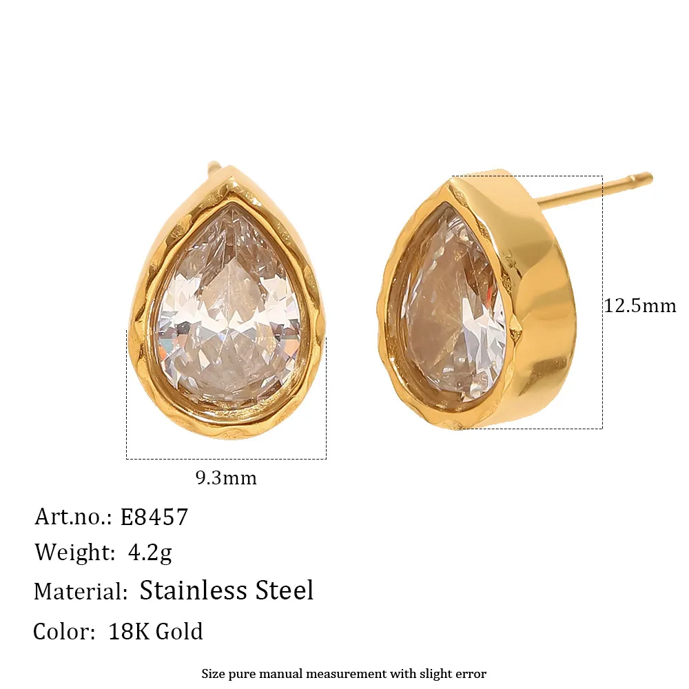 Boucles d'Oreilles Clous Larme en Acier Inoxydable avec Strass Plaqué Or 18K Exquises Boucles d'Oreilles Géométriques Marquise pour Femme Bijoux