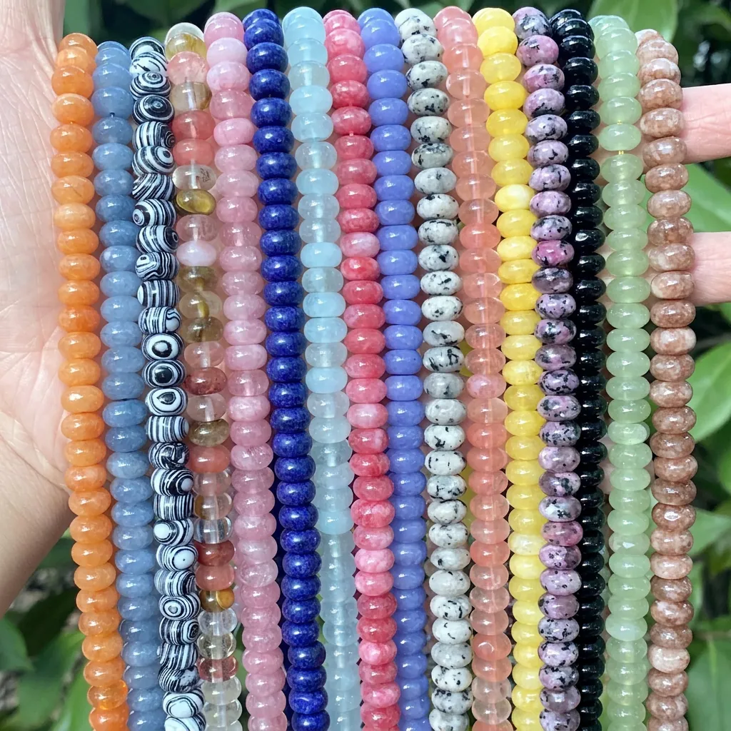 Perline Abaco in Pietra Naturale Agata Turchese Distanziatori Perline Sciolte per Creazione Gioielli Accessori Fai da Te