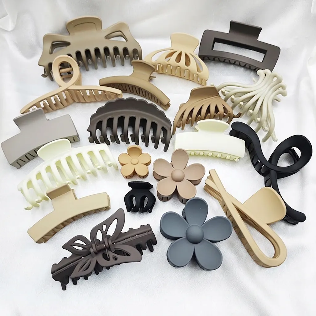 Matte Hair Claw Clips For Women Large Non-Slip Geometric Shark Hair Clips Elegant Hair Accessories For Thick Hair Styling