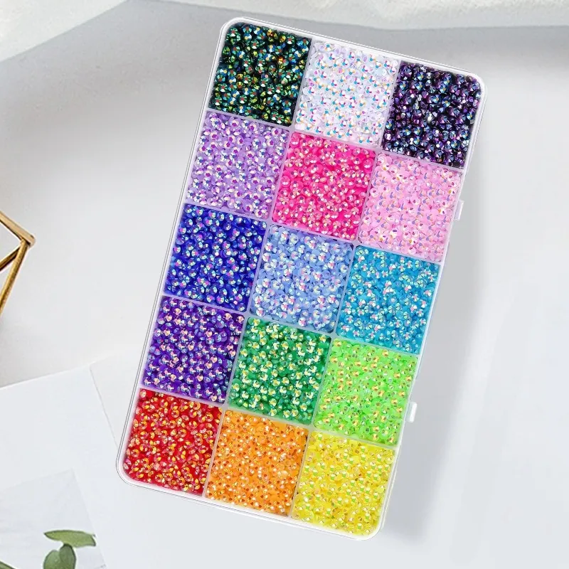 Resin Flatback Rhinestones Jelly AB Mixed Color Nail Art DIY Decorative Set For Women Jewelry Decoration With Storage Box