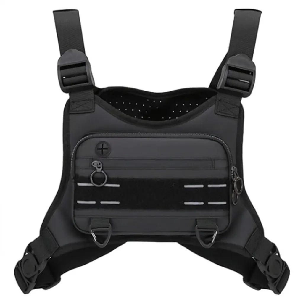Tactical Vest Chest Bag For Men Waterproof Oxford Cloth Sport Outdoor Riding Cycling Reflective Large Capacity Chest Bag