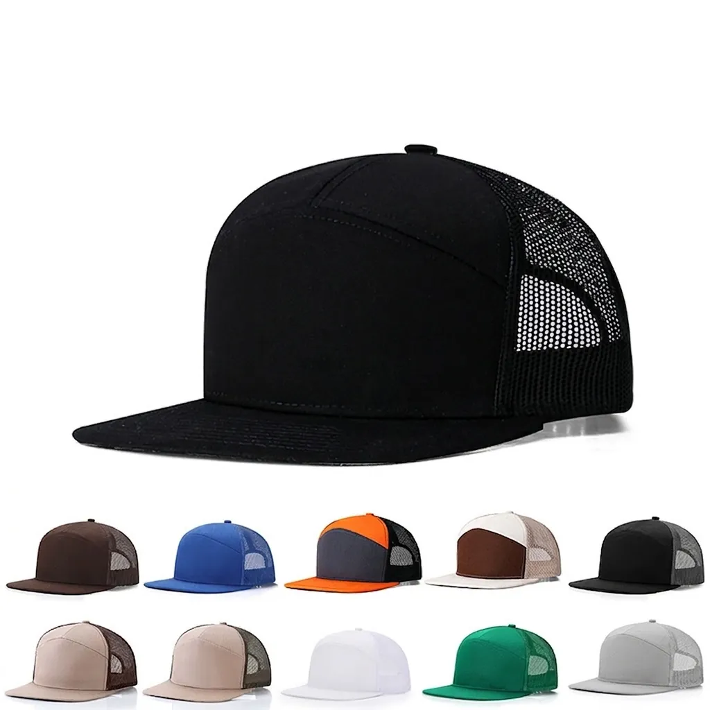 Cappellino Trucker a 7 Pannelli in Rete Traspirante Regolabile Snapback Berretto da Baseball Protezione Solare Outdoor Sportivo per Uomo Donna