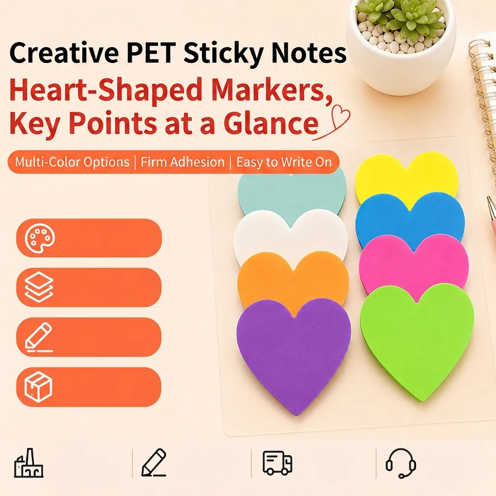 Heart Shaped Sticky Notes Multi Color Aesthetic Removable Self Adhesive Memo Pads For School Office Planning Index