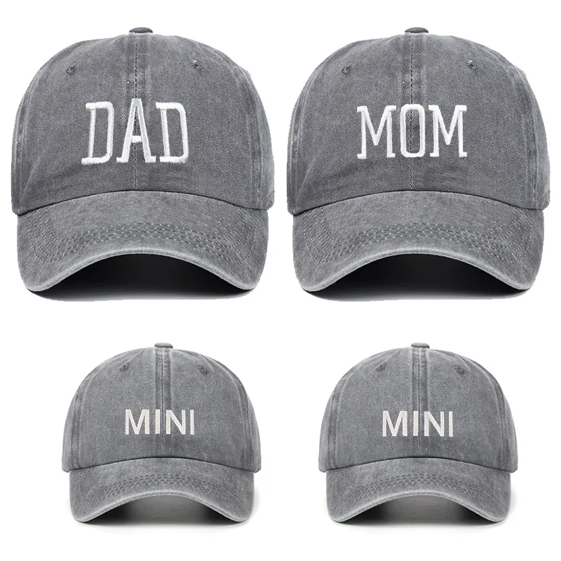 Washed Cotton Baseball Cap DAD MOM Embroidery Adjustable Retro Soft Top Dad Hat Casual Sunshade