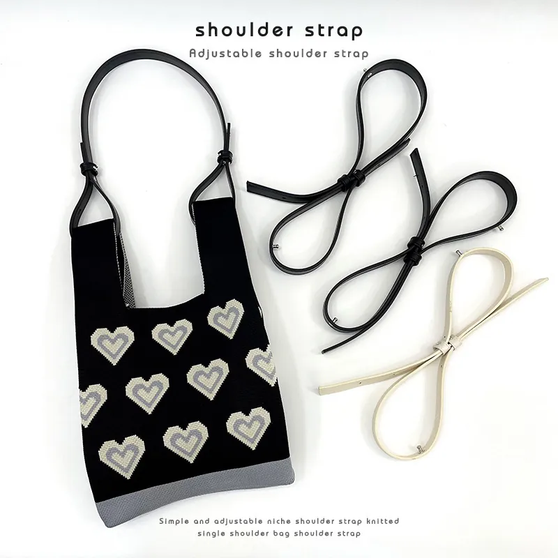 Adjustable Bag Strap Replacement For Women Niche Design Knitted Shoulder Strap PU Leather Crossbody Bag Accessory Solid Color Belt