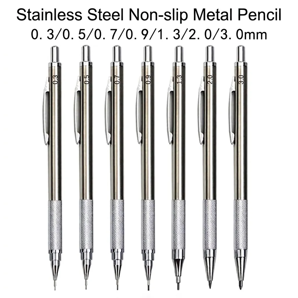 Professioneller Metall Druckbleistift Edelstahl Zeichenstift Zum Zeichnen Schreiben Rutschfest Mit Spitzer
