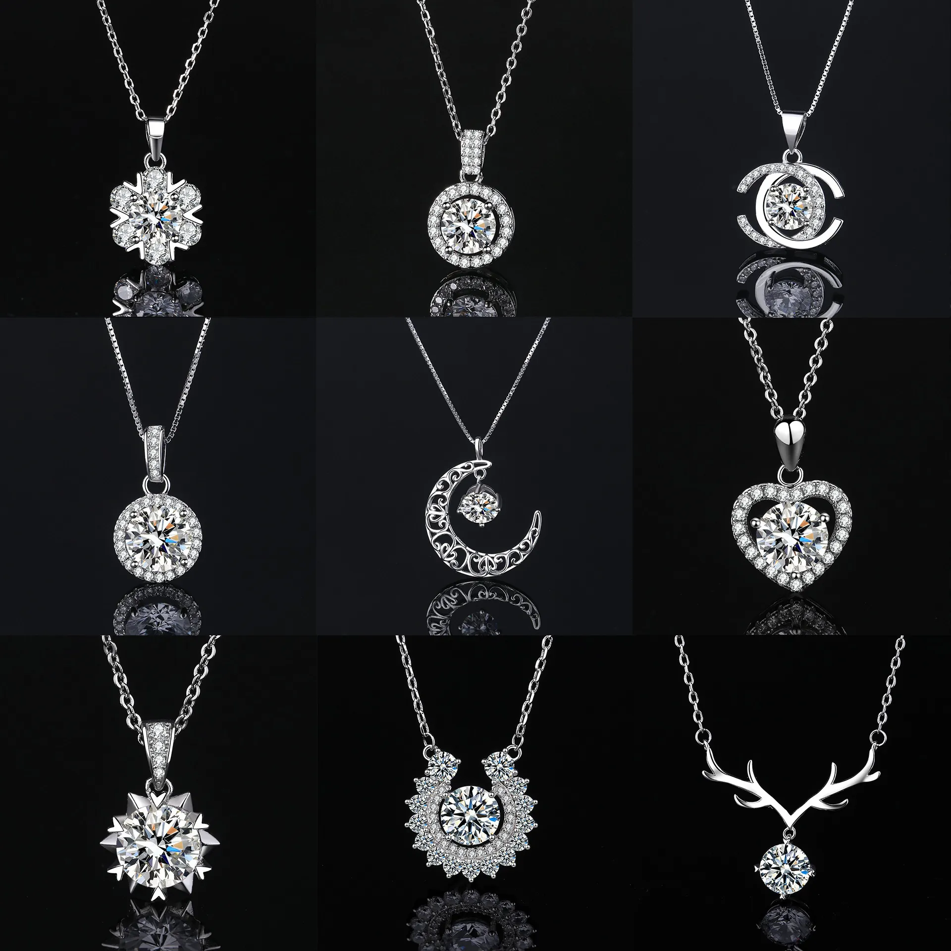 Elegant Copper Zirconia Pendant Necklace For Women Minimalist Snowflake Heart Shape Electroplated Jewelry Accessory Gift