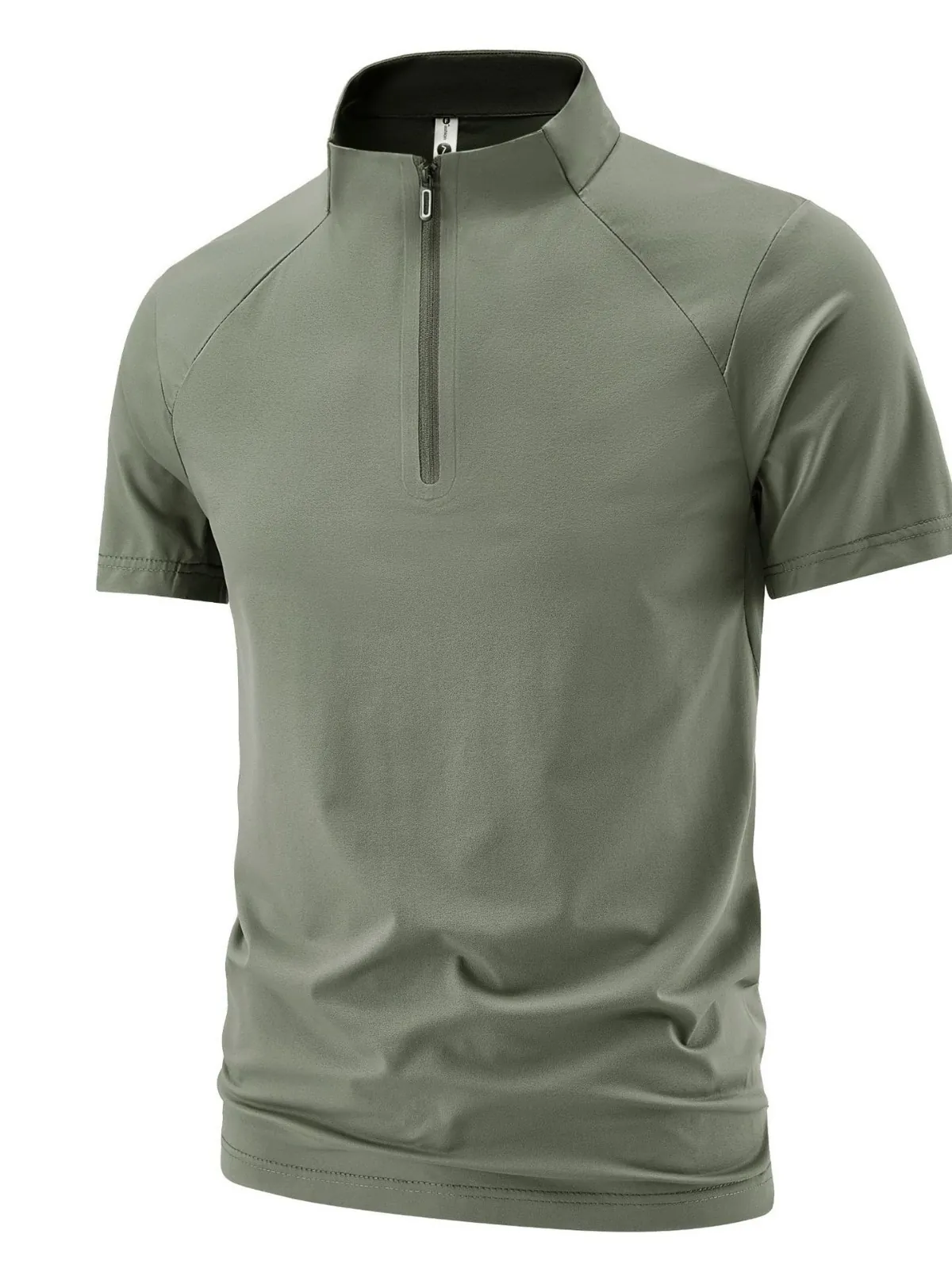 Men's Outdoor Quick Dry Sport T-Shirt Nylon Spandex Stand Collar Quarter Zip Raglan Sleeve Athletic Gym Training Running Top