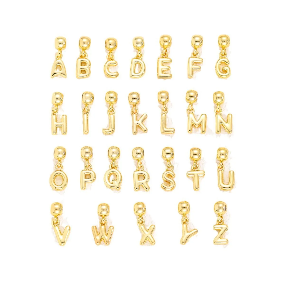 Personalized Bubble Letter Necklace Initial Pendant Jewelry For Men Women Gold Plated Copper Alloy DIY Neck Jewelry