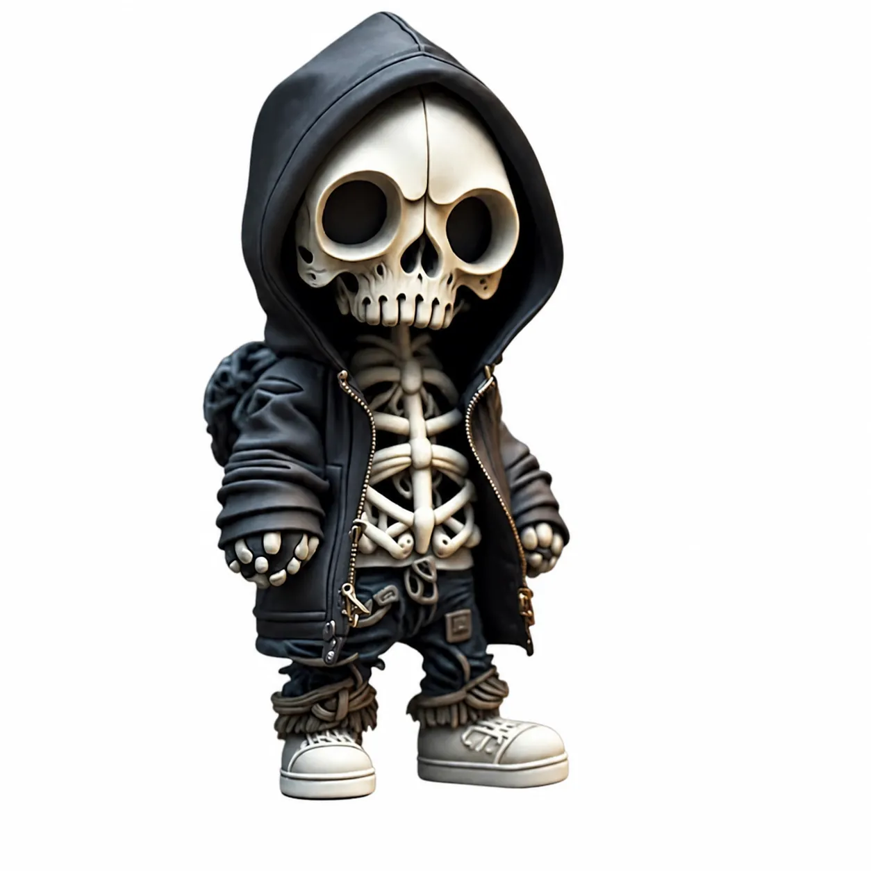 Halloween Street Trendy Skull Figurine In Hoodie Resin Statue For Garden Home Desktop Decor Creative Skeleton Ornament