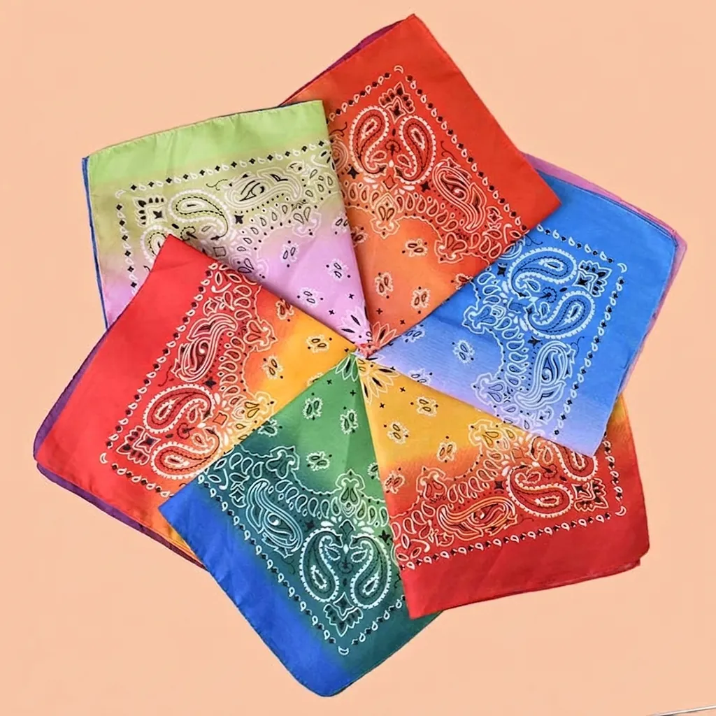 Gradient Paisley Vierecktuch Für Damen Herren Hip Hop Bandana Stirnband Gesichtsmaske Polyester Bedrucktes Haarband Streetwear Accessoire