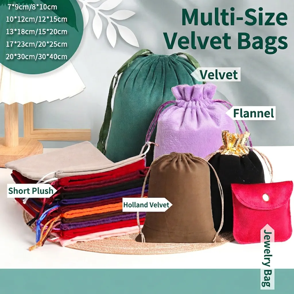 Soft Velvet Drawstring Jewelry Pouch Small Gift Bags For Wedding Party Favors Jewelry Packaging Storage Organizer Cloth Bag
