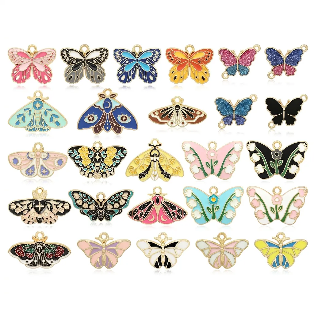 Butterfly Moth Enamel Charms Alloy Drip Oil Pendants For DIY Jewelry Making Earrings Necklace Keychain Crafting Supplies