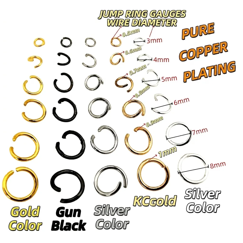 Copper Open Jump Rings Plated Connector Components For DIY Jewelry Making Bracelet Necklace Handmade Crafts