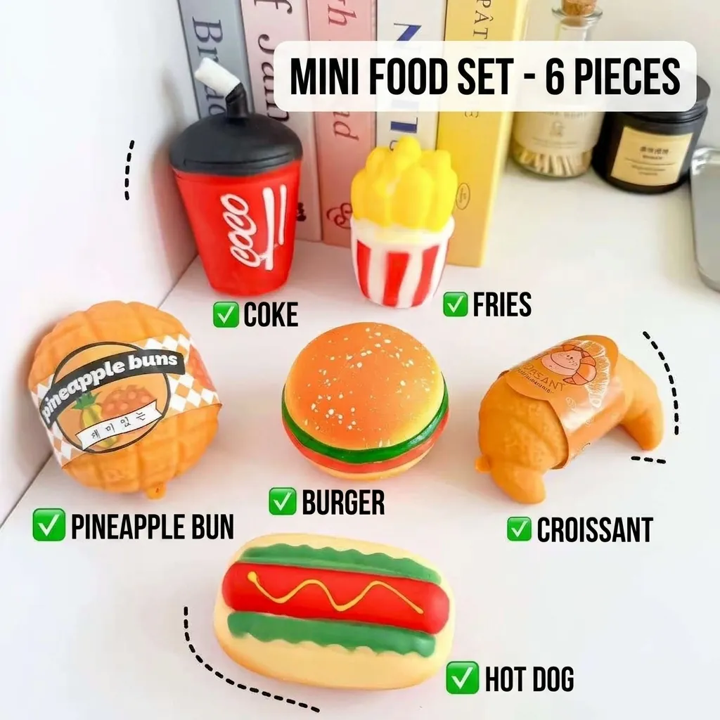 Simulated Food Burger Hot Dog Squishy Toy TPR Slow Rebound Stress Relief Squeeze Toy For Kids Adults Creative Burger Cola Fries Bun Squishy