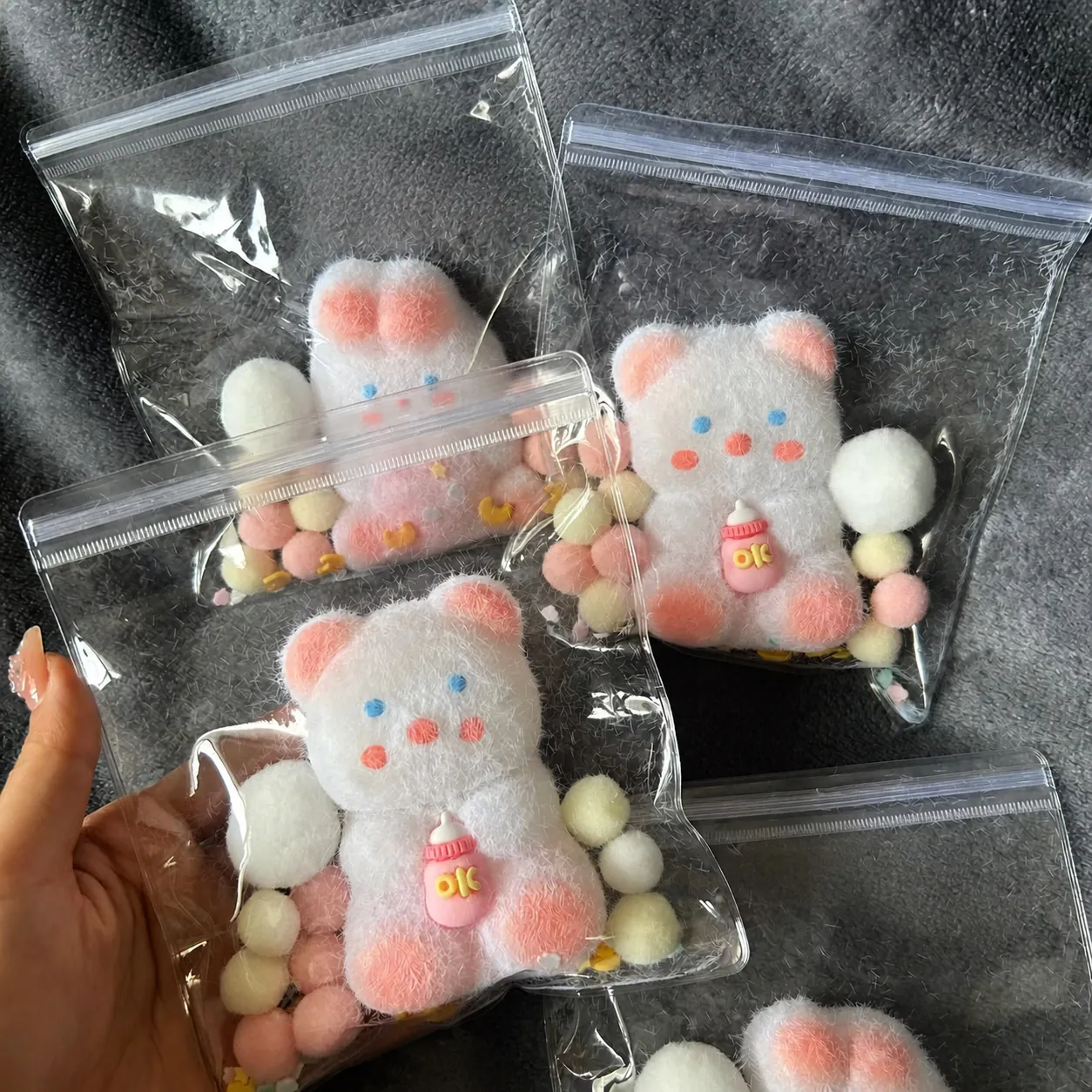 Schattige Tekenfilm Dier Knijpspeelgoed TPR Gevlokte Squishy Beer Konijn Stressverlichting Sensorisch Speelgoed Voor Kantoor Cadeau