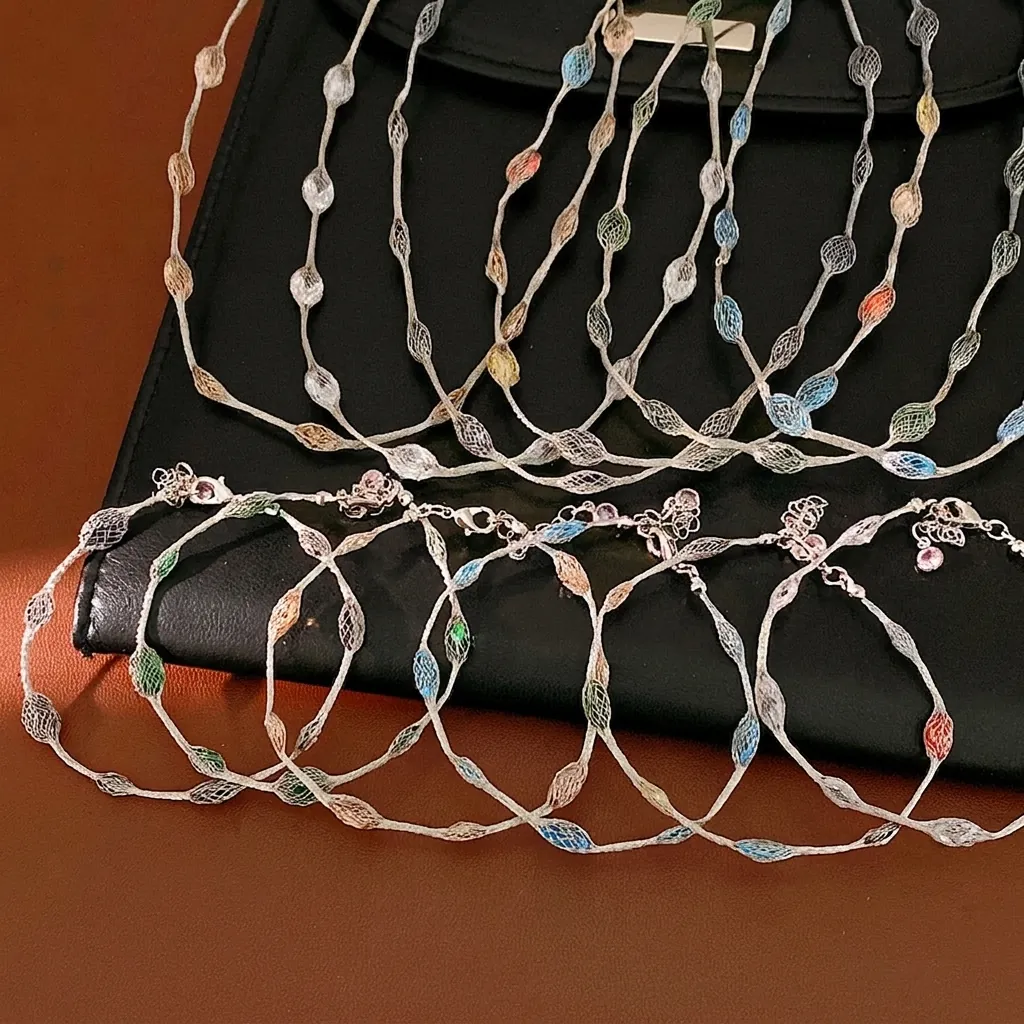 Koperen Kleurrijke Zirconia Ronde Ketting Armband Sieradenset Voor Vrouwen Lichte Luxe Geometrisch Gaas Choker Cadeau